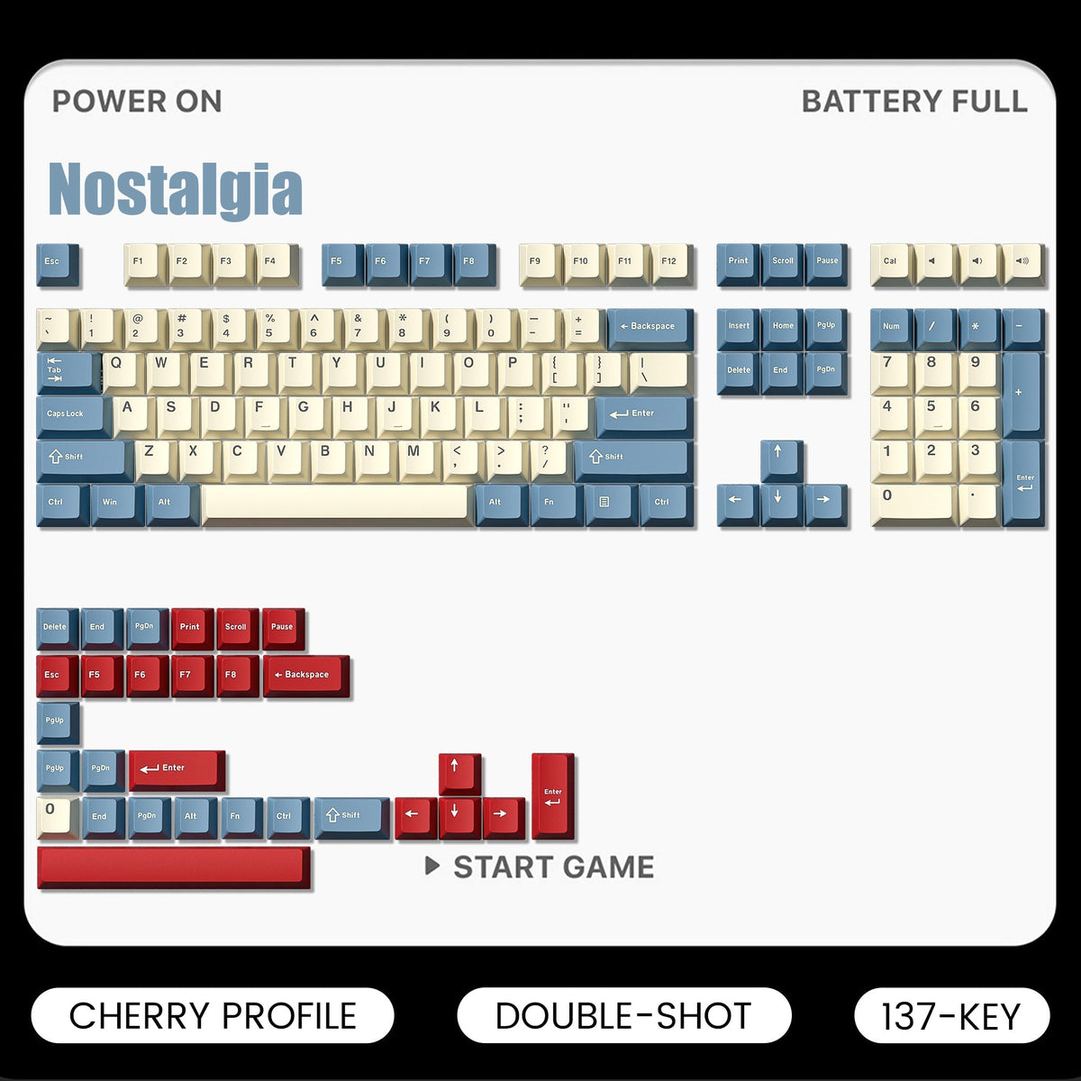 Lambodo Nostalgia Cherry Profil Double-Shot PBT Tastenkappenset (7 Farbvarianten)
