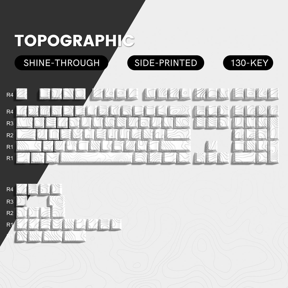 Lambodo Topografische Serie Cherry Profil Seitenbedruckte Shine-Through Tastenkappen-Set