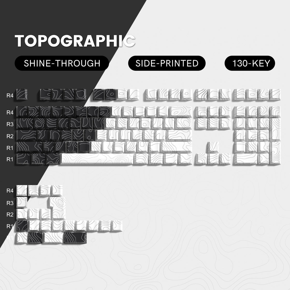 Lambodo Topografische Serie Cherry Profil Seitenbedruckte Shine-Through Tastenkappen-Set