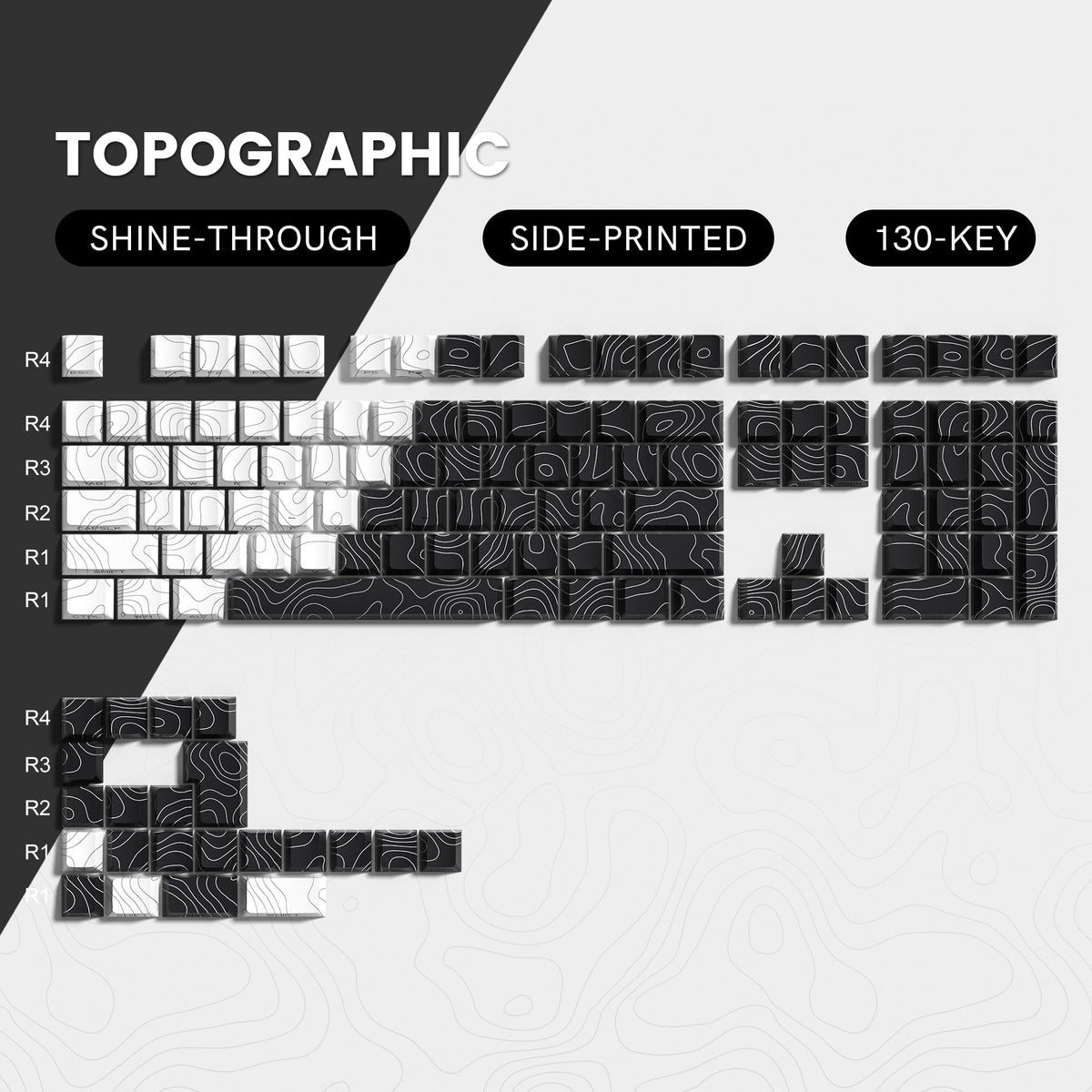 Lambodo Topografische Serie Cherry Profil Seitenbedruckte Shine-Through Tastenkappen-Set