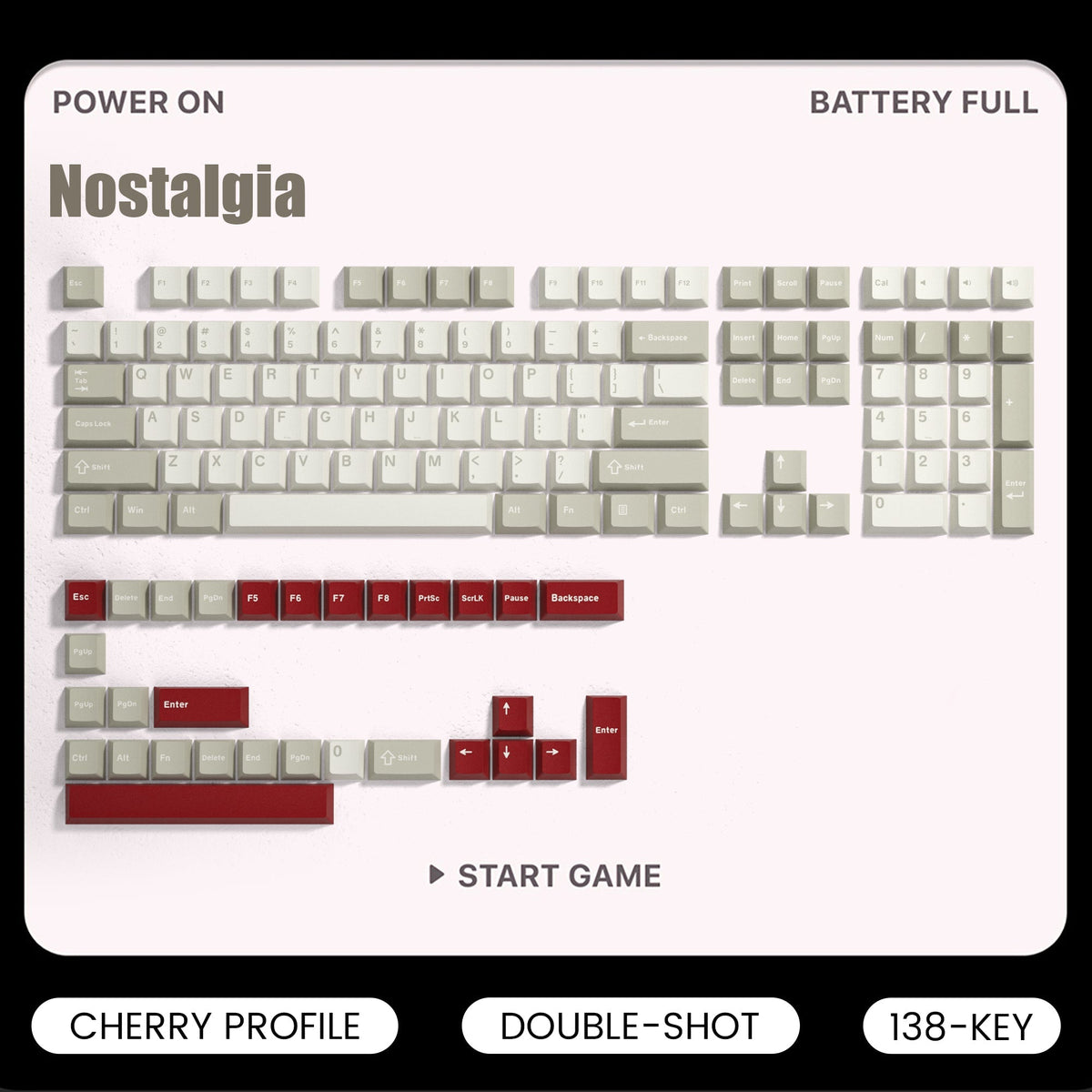 Lambodo Nostalgia Cherry Profil Double-Shot PBT Tastenkappenset (7 Farbvarianten)