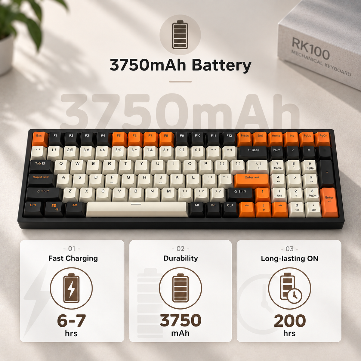 RK Royal Kludge RK100 Tri-Mode RGB Hot-Swap mechanische Tastatur