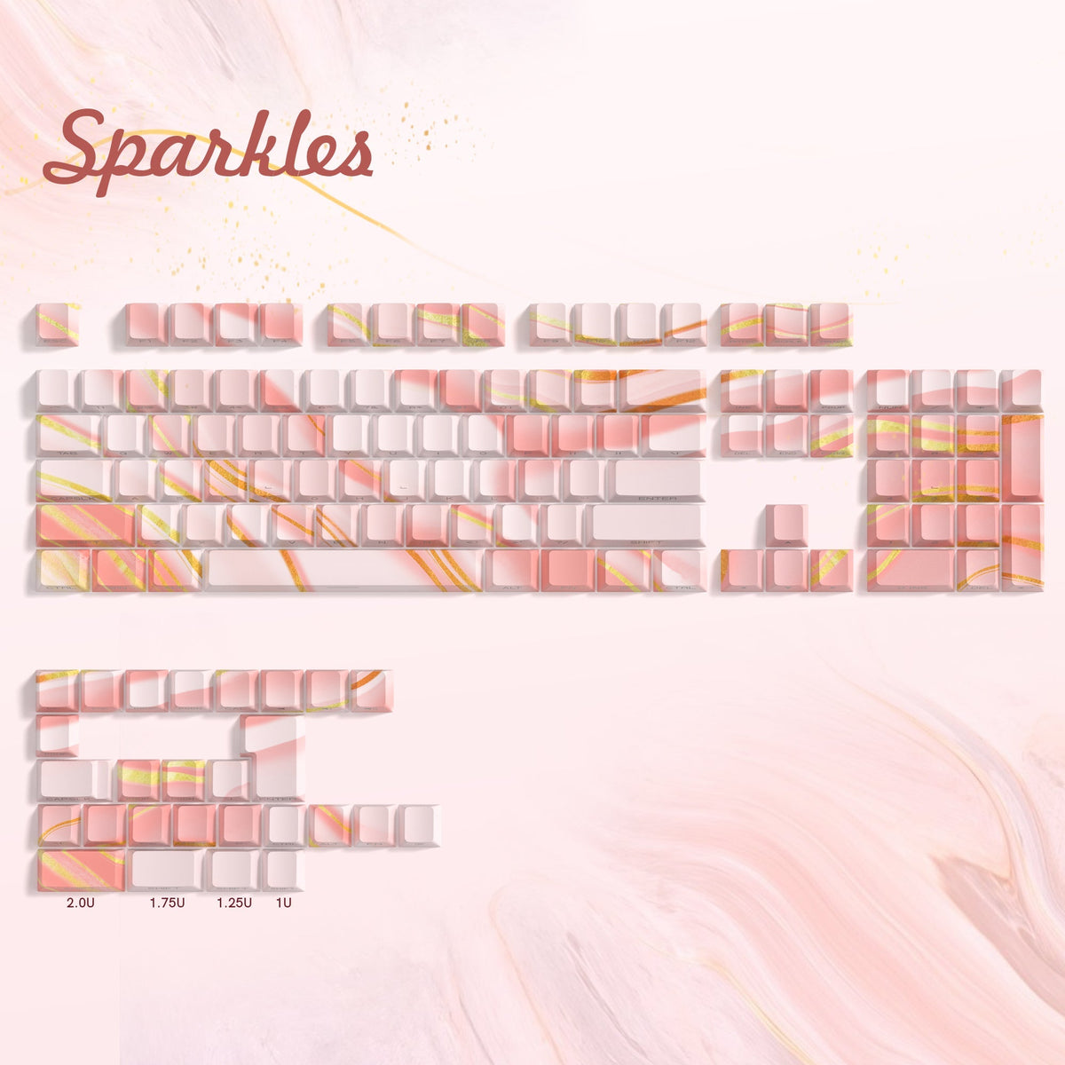 Lambodo Sparkles Cherry Profil 131-Tasten Seitenbedrucktes Dye-Sub PBT-Tastenkappen-Set