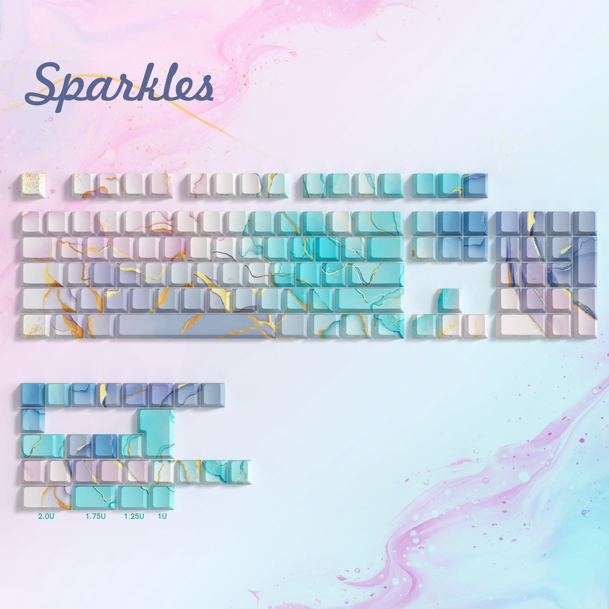 Lambodo Sparkles Cherry Profil 131-Tasten Seitenbedrucktes Dye-Sub PBT-Tastenkappen-Set