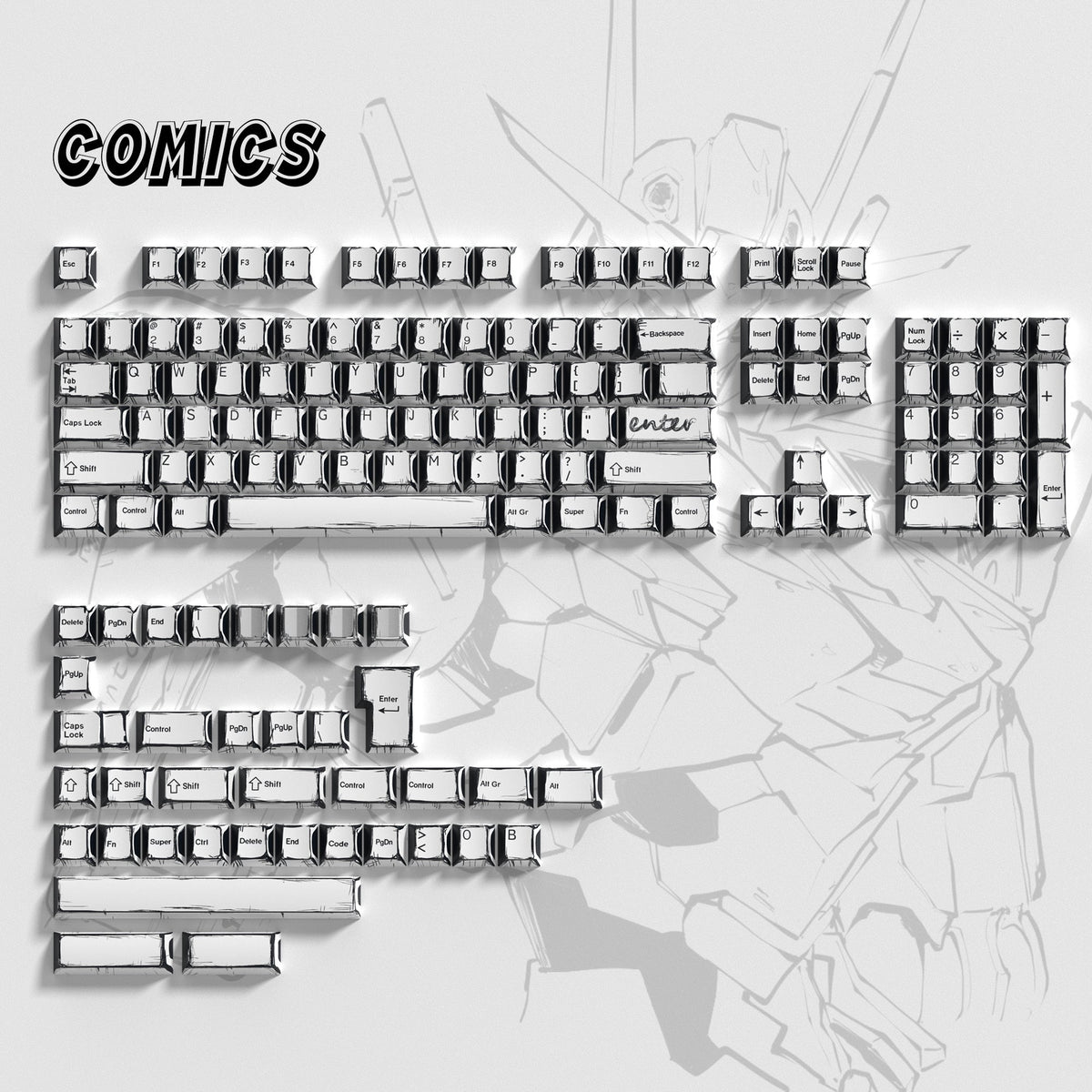 Lambodo Comics Cherry Profile Dye Sublimation PBT Keycap Set (141-Key)
