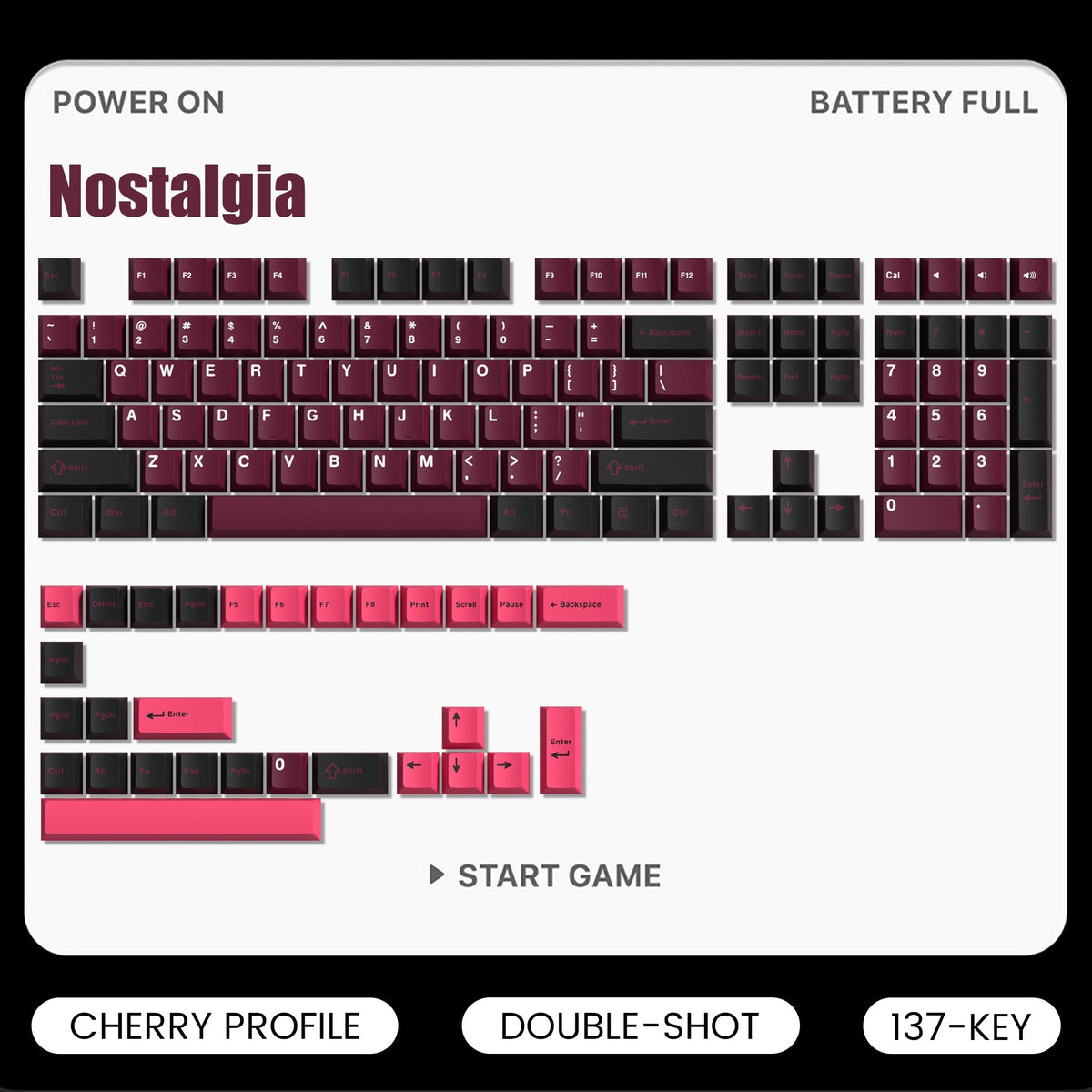 Lambodo Nostalgia Cherry Profil Double-Shot PBT Tastenkappenset (7 Farbvarianten)