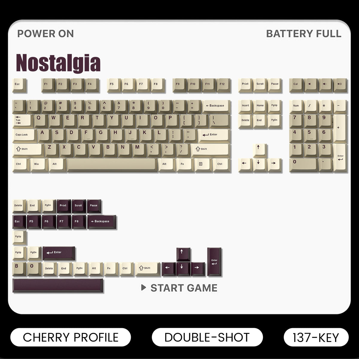 Lambodo Nostalgia Cherry Profil Double-Shot PBT Tastenkappenset (7 Farbvarianten)