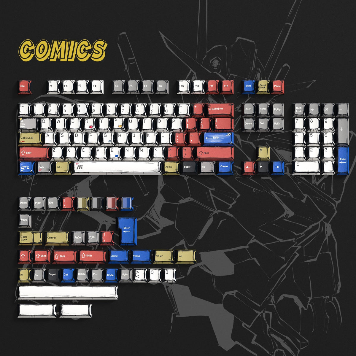 Lambodo Comics Cherry Profile Dye Sublimation PBT Keycap Set (141-Key)