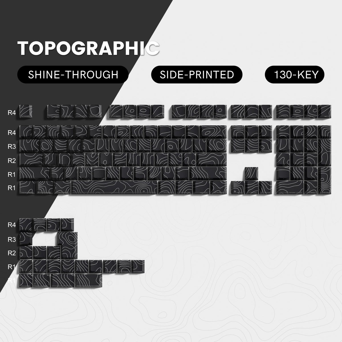 Lambodo Topografische Serie Cherry Profil Seitenbedruckte Shine-Through Tastenkappen-Set