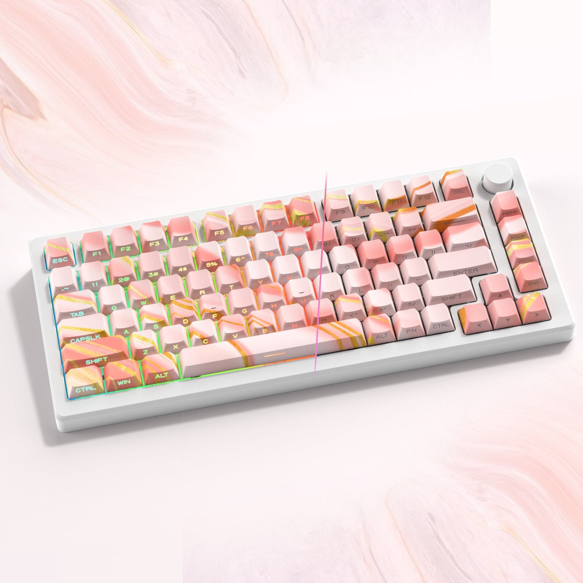Lambodo Sparkles Cherry Profil 131-Tasten Seitenbedrucktes Dye-Sub PBT-Tastenkappen-Set
