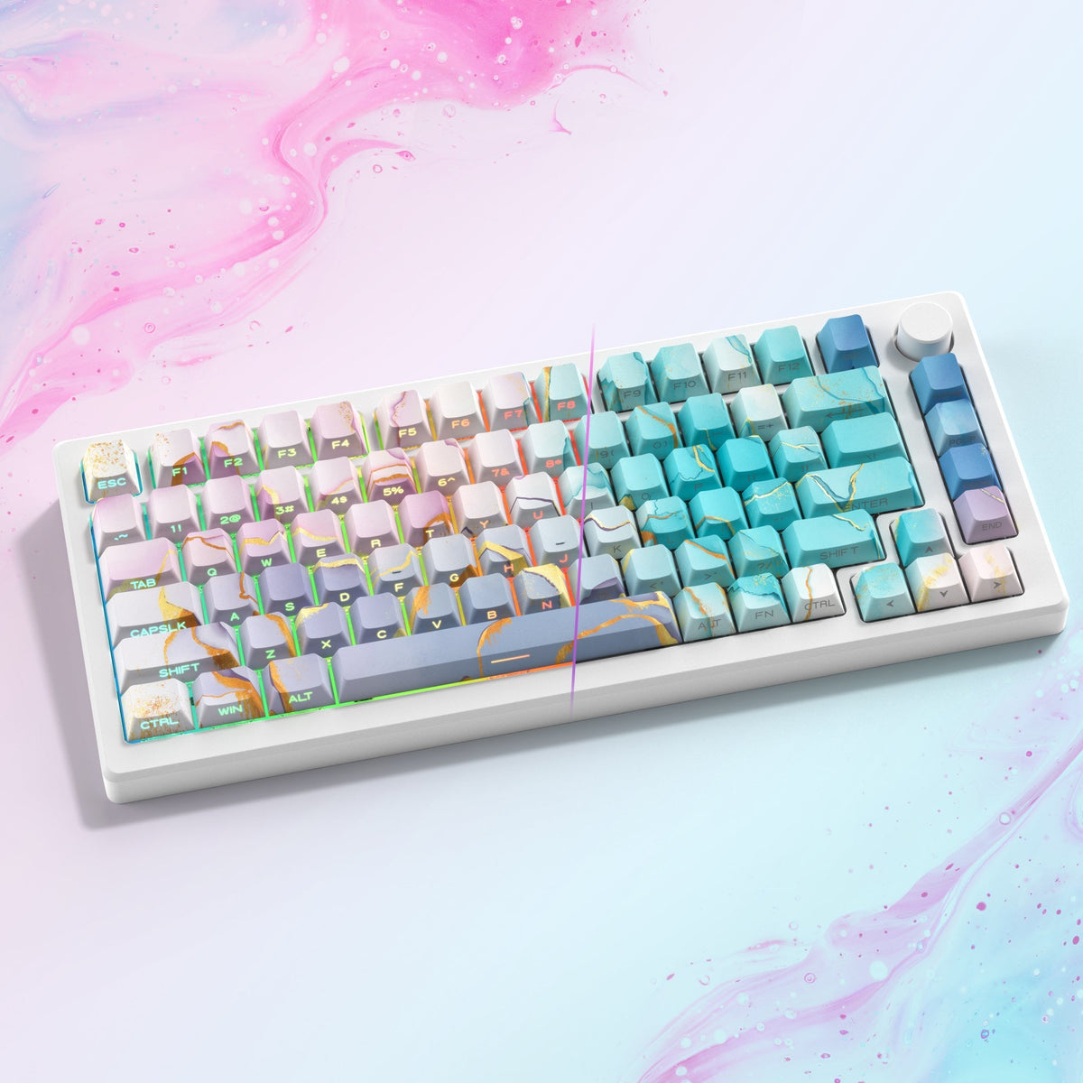 Lambodo Sparkles Cherry Profil 131-Tasten Seitenbedrucktes Dye-Sub PBT-Tastenkappen-Set