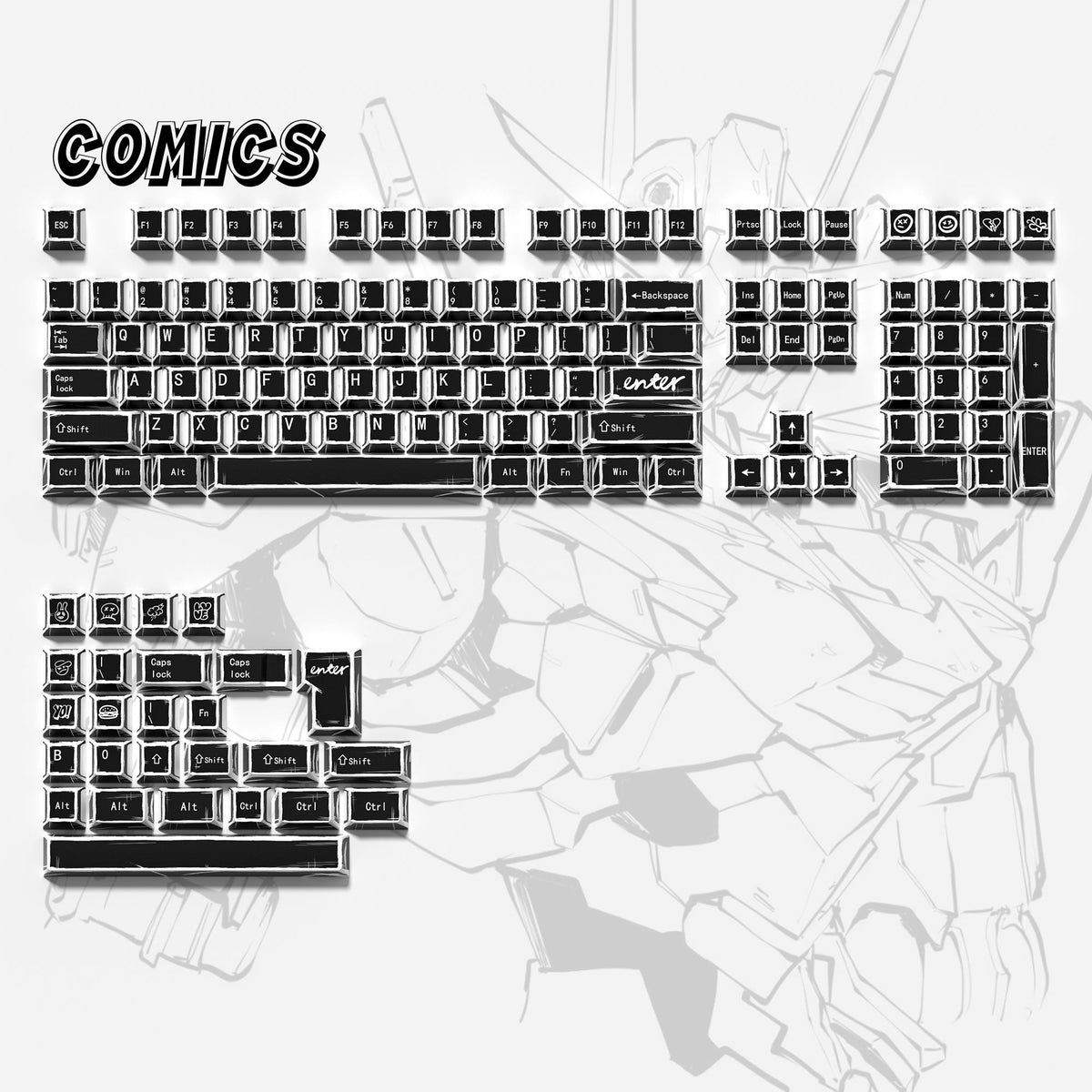 Lambodo Comics Cherry Profile Dye Sublimation PBT Keycap Set (141-Key)