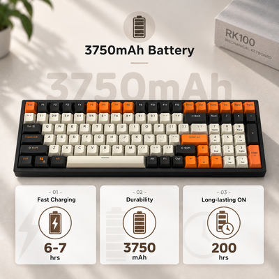 Clavier mécanique RVB remplaçable à chaud tri-mode RK Royal Kludge RK100